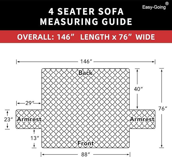 Easy-Going 4 Seater Sofa Slipcover Reversible Sofa Cover Water Resistant Couch Cover with Foam Sticks Elastic Straps Furniture Protector for Pets Children Dog Cat (XX-Large, Coffee/Ivory)