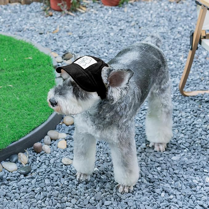 Pet Dog Baseball Cap, Cat Hat, Cat Dog Sun Cap with Ear Holes, Adjustable Puppy Outdoor Sun Hat (Black, Large)