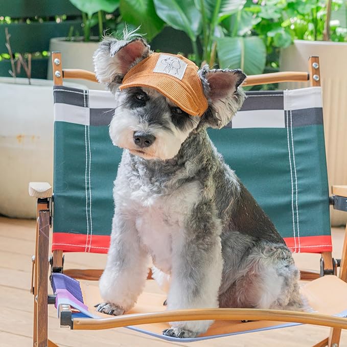 Pet Dog Baseball Cap, Cat Hat, Cat Dog Sun Cap with Ear Holes, Adjustable Puppy Outdoor Sun Hat (Brown, Small)