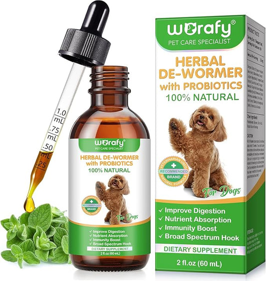 Natural Intestinal Defense for Dogs, Herbal Cleanser & Natural Digestive Support for Dogs with Probiotics, Wormwood, Black Walnut - Promotes Gut Health – 2 Fl Oz