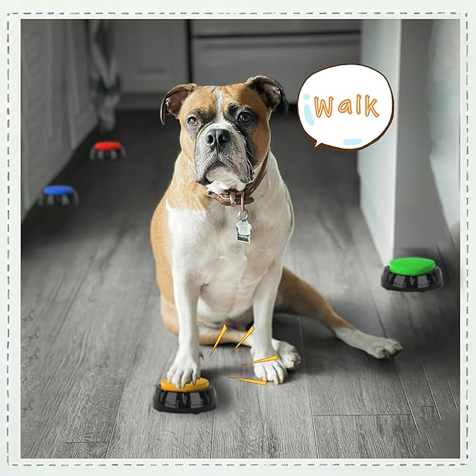YoFellas Pet Communicator Button - 4 Pack | Interactive Voice Buttons for Dogs | Training & Communication Device with Customizable Recordings | Durable, Non-Slip Base | Multiple Colors