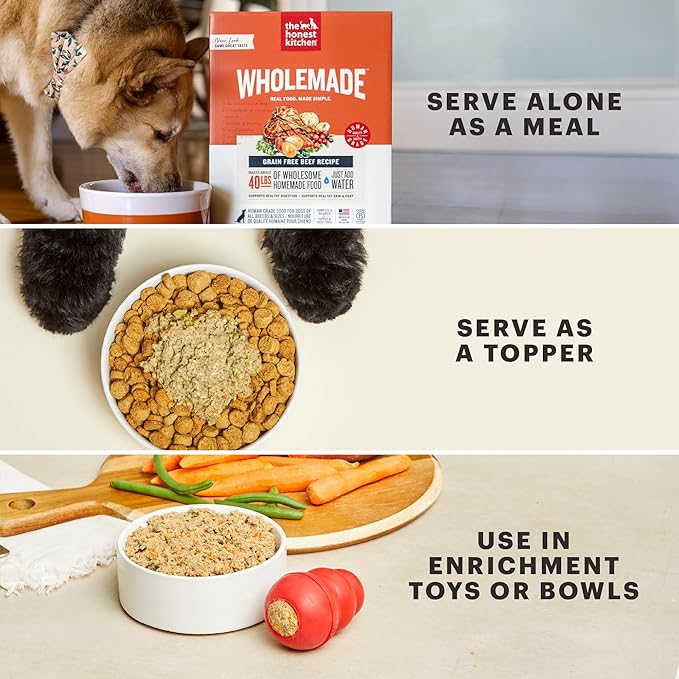 The Honest Kitchen Human Grade Wholemade™ Dehydrated Dog Food, Whole Grain Dog Food, Turkey, 7 lb (Makes 28lbs)