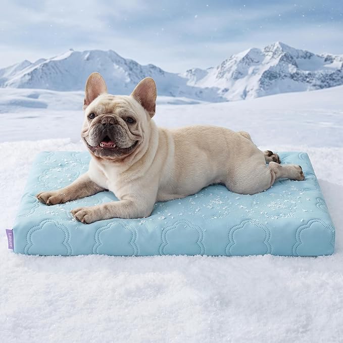 LE SURE Orthopedic Cooling Dog Bed Medium Size Dog, Q-Max>0.5 Cooling Mat with Removable Washable Cover, Breathable Egg Crate Foam Summer Pad for Active/Long-Haired/Senior Pets/Cats/Puppy, 29x18 Inch