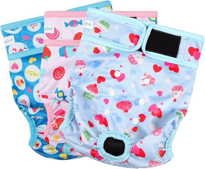 Paw Legend Washable Reusable Female Dog Period Diapers for Heat Doggie Puppy Diapers for Female Dogs (3 Pack, Small)