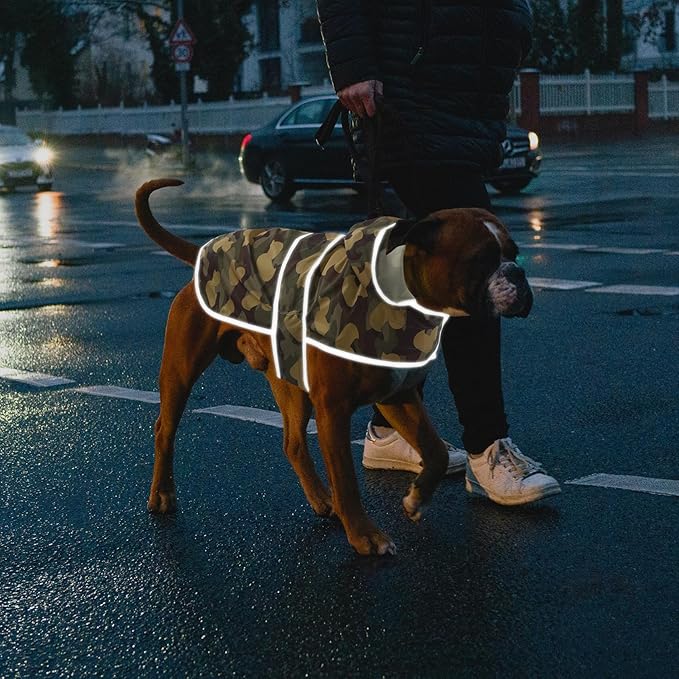 Dog Raincoat for Small Dogs Puppies Waterproof Jacket Hooded Rain Coats with Reflective Strips Leash Hole & Poncho Adjustable Fit (CamoDuck,XS)
