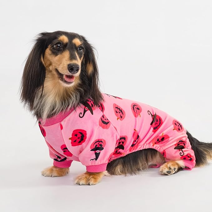 Fitwarm Halloween Jack O Lantern Dog Pajamas, Funny Costumes for Small Dogs Girl, Pet Outfit, Pink, Black, XXL