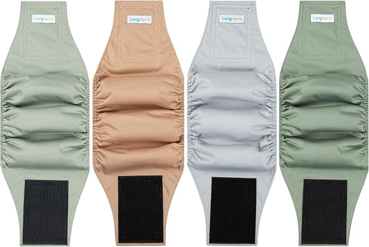 Male Dogs Diapers Belly Bands(4Pack), Washable Reusable Male Boy Doggy Wraps Panties for Doggie Puppy Pooping Potty Training Incontinence Marking Pañal para Perro Brown Gray Green Cyan Medium
