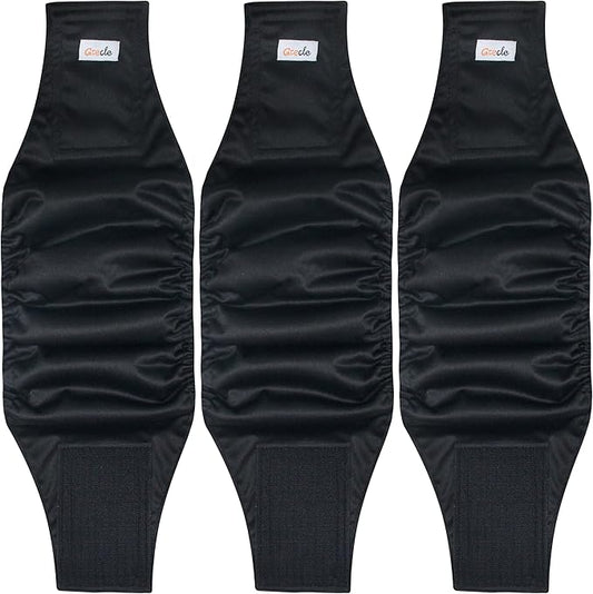 Reusable Dog Diapers Male 3Pcs, Premium Washable Belly Band for Male Dogs Large, High Absorbing Male Dog Wraps for Doggie in Incontinence, Excitable Urination and Training(Black, L)