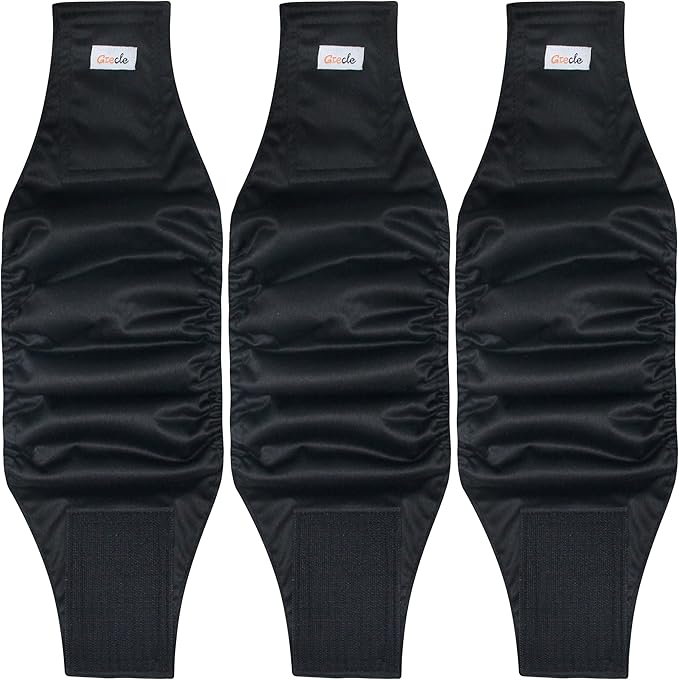 Reusable Dog Diapers Male 3Pcs, Premium Washable Belly Band for Male Dogs Small, High Absorbing Male Dog Wraps for Doggie in Incontinence, Excitable Urination and Training(Black, S)