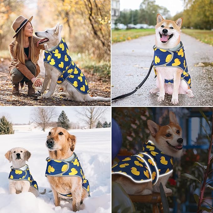 Dog Raincoat for Small Dogs Puppies Waterproof Jacket Hooded Rain Coats with Reflective Strips Leash Hole & Poncho Adjustable Fit (Duck,S)