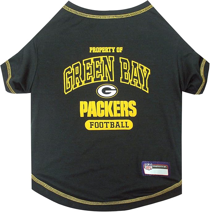 NFL Green Bay Packers Dog T-Shirt for Pets, Size Large. Officially Licensed Pet Shirt with Team Logo, Soft Stretchable Comfort Fit Apparel for Dogs & Cats