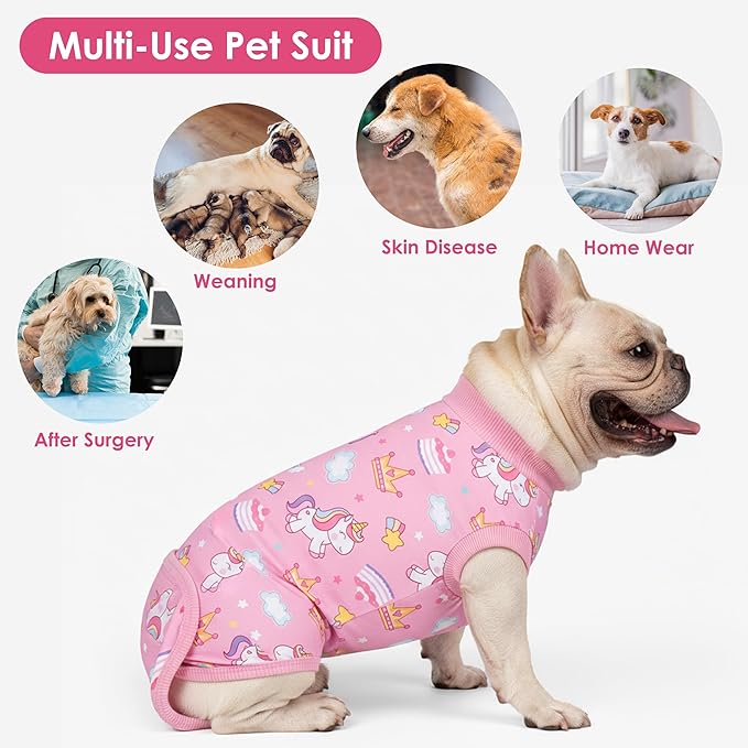 cyeollo Recovery Suit for Dogs Surgery Suit Female Spay Soft Pet Onesie Bodysuit After Sugery Male Dog Neuter Pet Clothes Small Dogs Surgical Recovery Shirt, Unicorn S
