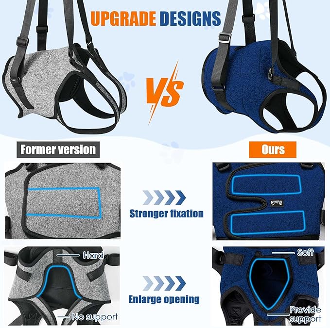 SlowTon Dog Lift Harness - Adjustable Dog Sling for Medium Large Dogs, Hind Leg Support to Help Rehabilitate, Soft Padded Dog Support Harness for Elderly, Injured, Arthritic, Disabled Dogs(BL,L)