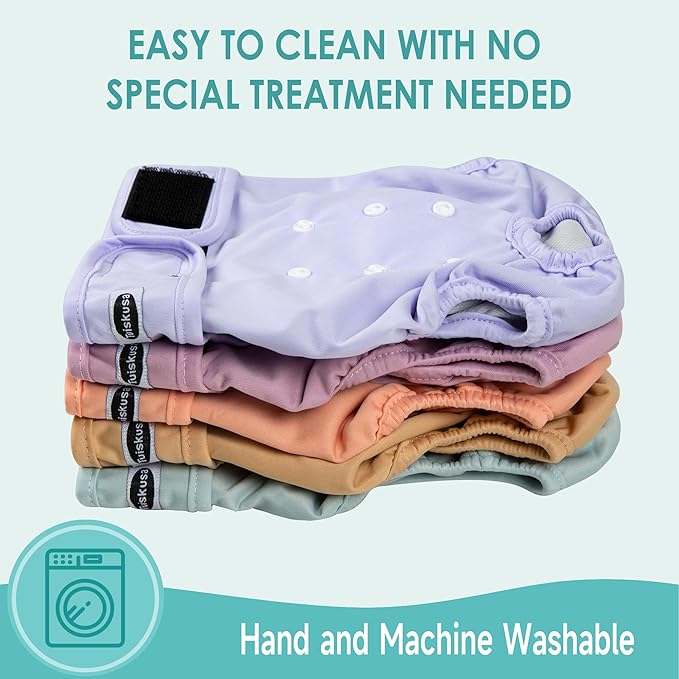 Reusable Washable Dog Diapers Female, Highly Absorbent Doggie Diapers, Size Adjustable Puppy Diapers for Dog Period Panties(5 Pack)