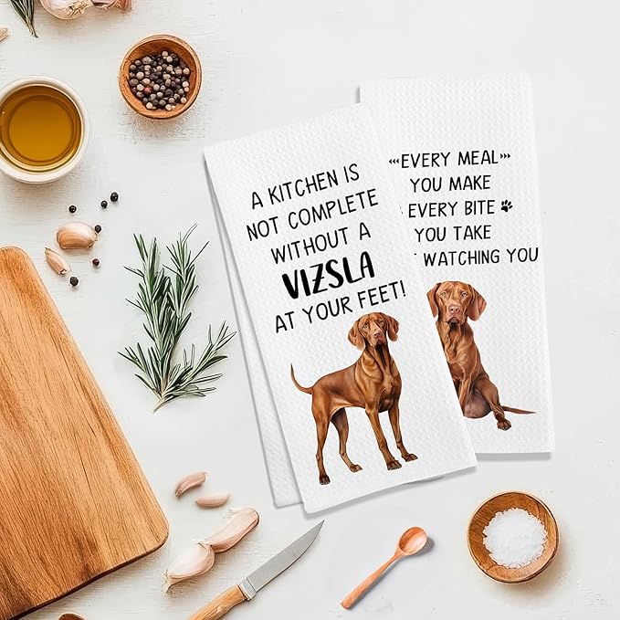 Vizsla Gifts Dog Kitchen Towels Set of 2, Gifts for Vizsla Owners Lovers Hand Towel, Every Meal You Make Dog Decorative Tea Dish Towels for Kitchen, FunnyDog Kitchens Decor, 16x24in