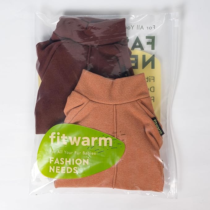 Fitwarm 2 Pack Lightweight Fleece Dog Pajamas, Thanksgiving Outfit for Small Dogs Boy Girl, Cozy Pet Onesie with Feet, Orange, Brown, XXL