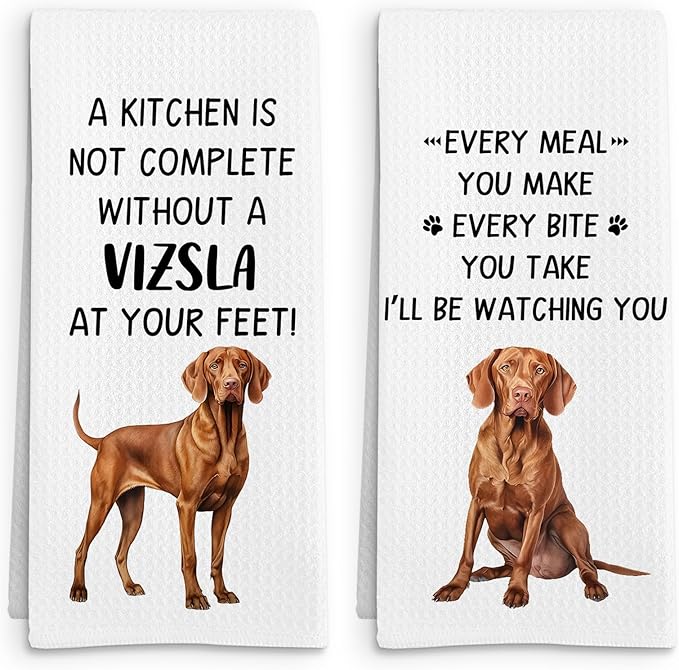 Vizsla Gifts Dog Kitchen Towels Set of 2, Gifts for Vizsla Owners Lovers Hand Towel, Every Meal You Make Dog Decorative Tea Dish Towels for Kitchen, FunnyDog Kitchens Decor, 16x24in