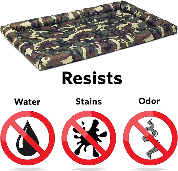 MidWest Homes for Pets XL QuietTime MAXX Ultra-Rugged Dog Bed, Water & Odor Resistant, Bolstered Edge, Non-Slip Bottom, Fits 48-inch Crates, Camo