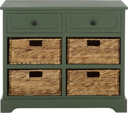 SAFAVIEH Home Collection – Herman Storage Unit, 2-Drawer 4-Basket Mixed-Material Organizer, Fully Assembled (AMH5702L)
