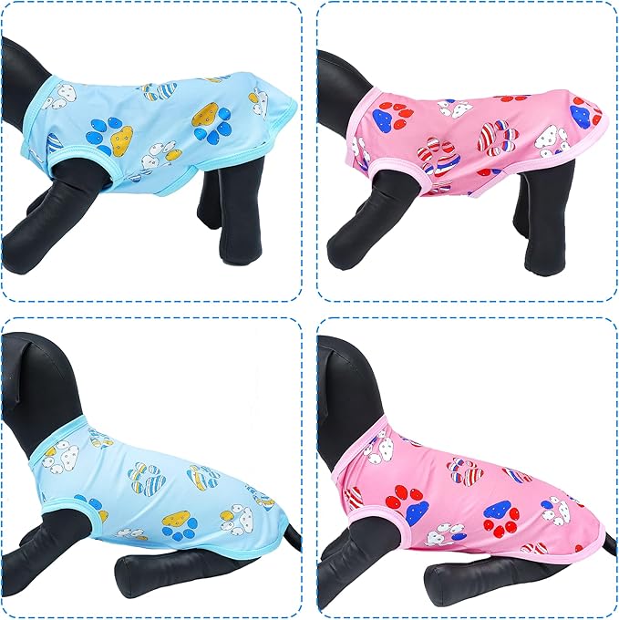 Dog Shirts Spring Summer Paw Print Pink Bule for XLT Shirts Sleeveless Tank Top Tee Vest Male Female Outfit Pack of 2