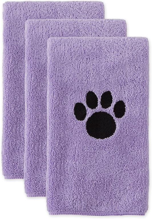 Bone Dry Pet Grooming, Embroidered Microfiber Towel Drying Collection, 15x30, Lavender