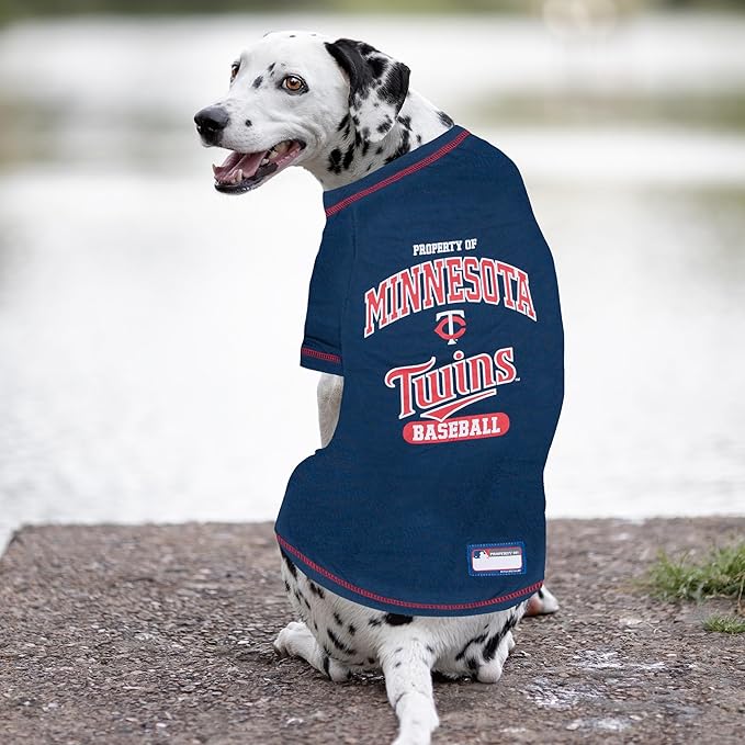 MLB Minnesota Twins Dog T-Shirt, X-Small. - Licensed Shirt for Pets Team Colored with Team Logos. - Premium Stretchable Materials for The Comfort of Your Dog & cat.