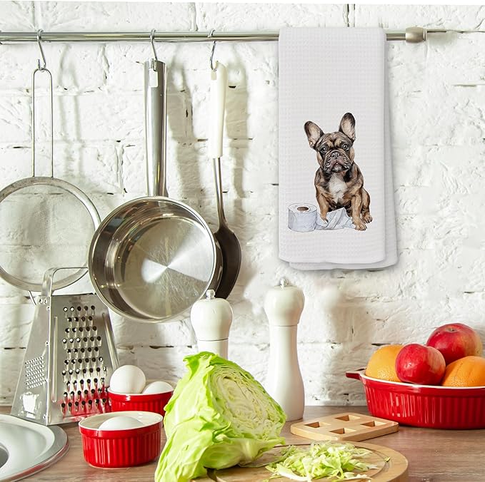 Funny French Bulldog Gifts Bathroom Hand Towels, Dog Bathroom Decor, Gifts for French Bulldog Lovers Dish Tea Towels, Kids Bath Room Washroom Toilet Decorative Hand Towel 16x24 Inch