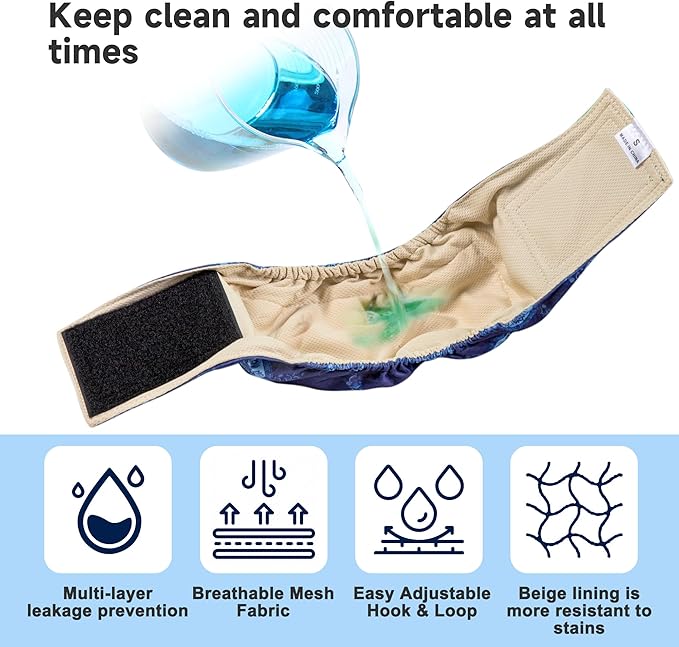 Male Dogs Diapers Belly Bands(4Pack), Washable Reusable Male Boy Doggy Wraps Panties for Doggie Puppy Pooping Potty Training Incontinence Marking Pañal para Perro X-Large