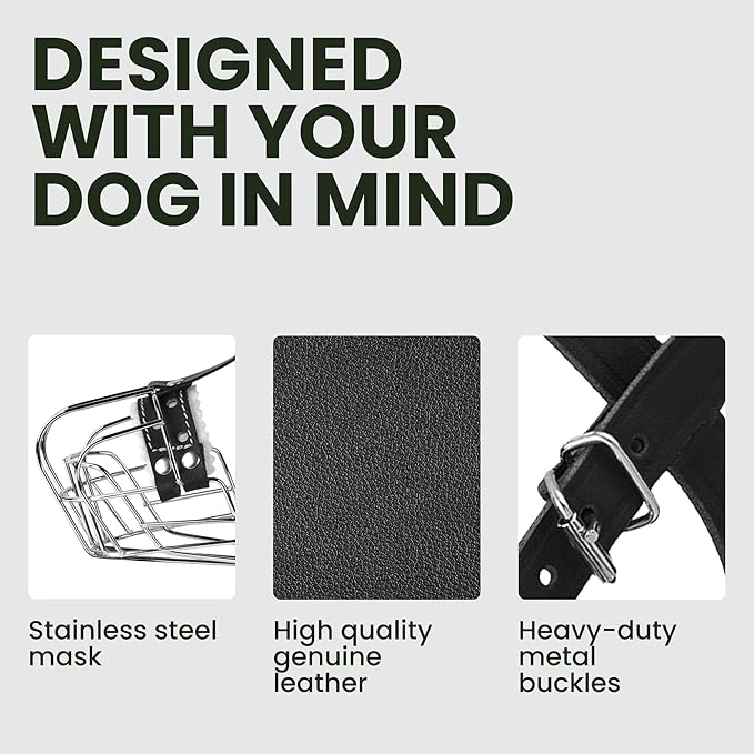 BRONZEDOG Wire Basket Dog Muzzle, Breathable Metal Mask for Small, Medium & Large Dogs, Adjustable & Padded, Training & Behavior Support (Size 2)