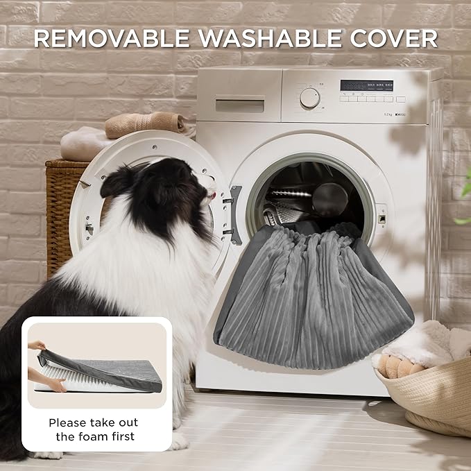 Bedsure ComfyFleece XXL Dog Bed for Crate - Extra Large Orthopedic Pet Beds with Removable Washable Cover, NOT Waterproof Egg Crate Foam Mat, Suitable for Pet Up to 100 lbs, 47x29x4, Not for Chewers
