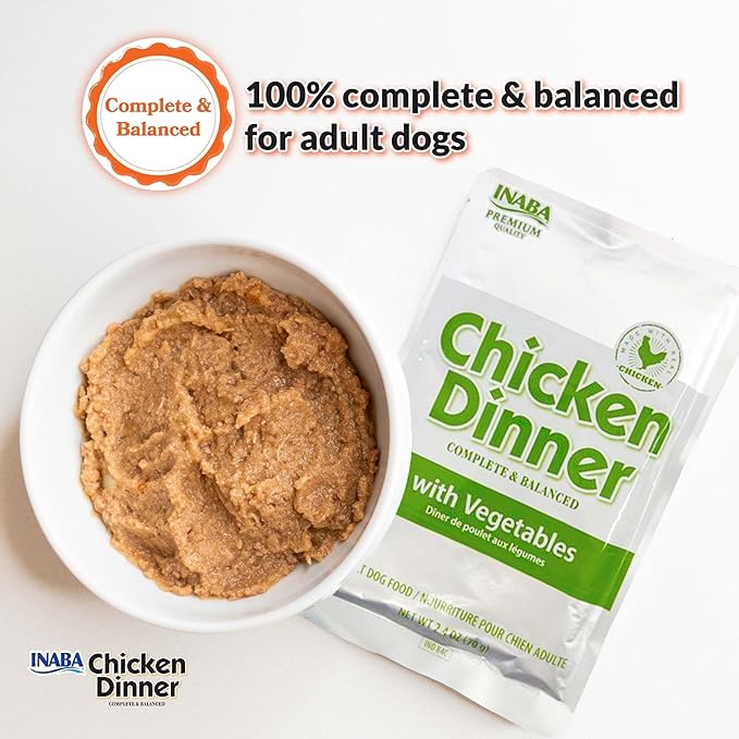 INABA Chicken Dinner for Dogs, Soft Pate Wet Dog Food, Complete & Balanced, 2.4 oz. Pouch, 15 Pouches, Cheese & Salmon Variety