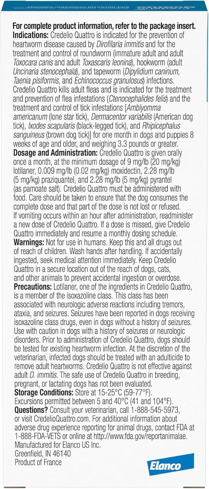 Credelio Quattro Dog Flea & Tick Treatment + Heartworm & Parasite Protection, 50.1-100 lbs (1 Chewable Tablet)