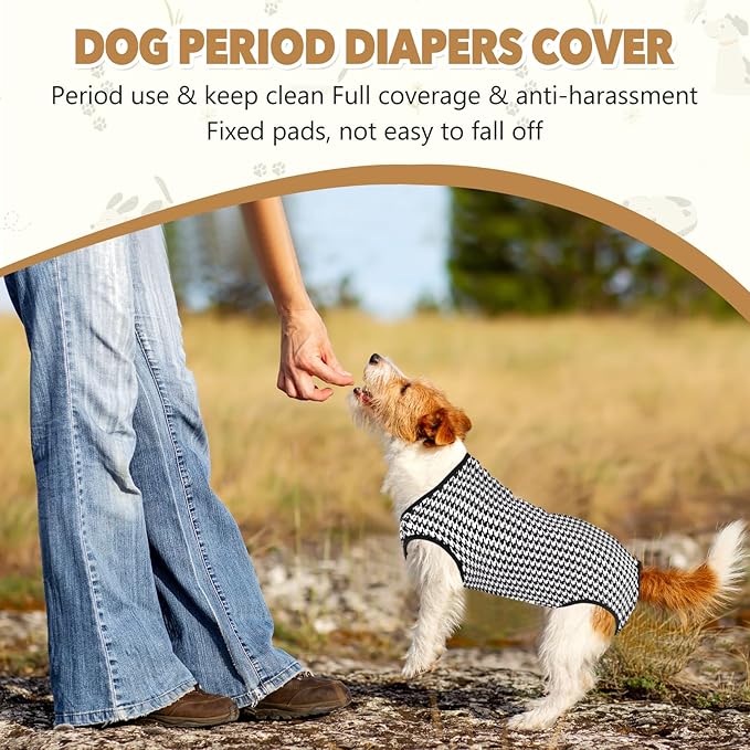 Dog Diapers Suit Period Onesie for Female Dog Sanitary Panties Male Doggy Heat Diapers Cover Fit for Small Medium Dogs Black Plaid/L