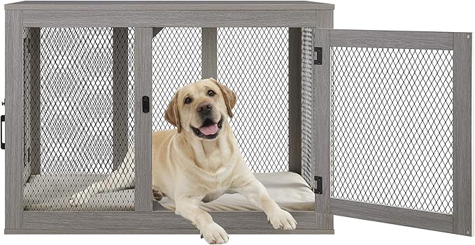 PENN-PLAX Modern and Sophisticated Dog Crate – Pet Furniture Designed as an End Table or Night Stand – Great for Small to Medium Sized Pups – Beautiful Driftwood Color