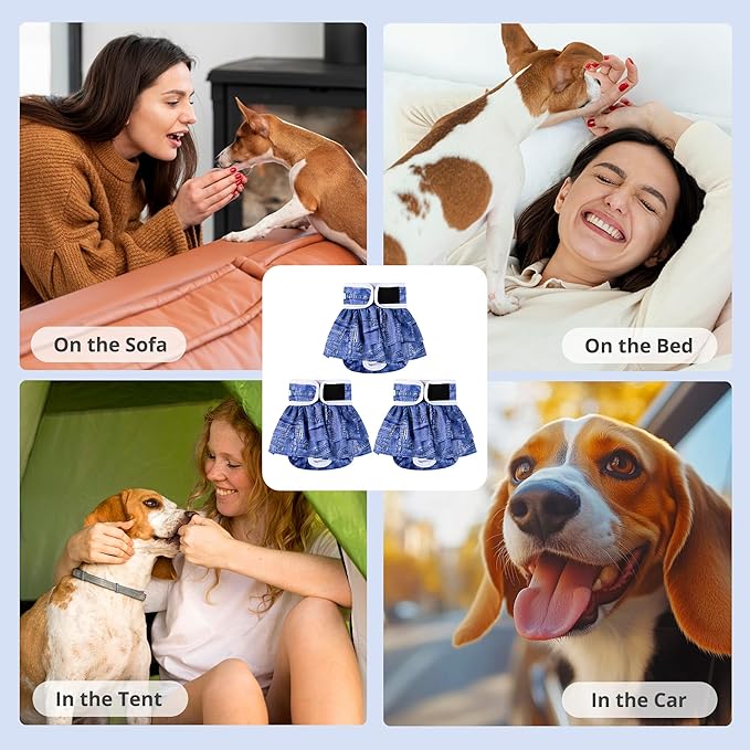wegreeco Dog Diapers Female (3 Pack), Highly Absorbent Puppy Doggie Dog Diapers for Female Dogs Period, Washable Doggy in Heat, Small Medium Large Size (Classic Jeans, Small)