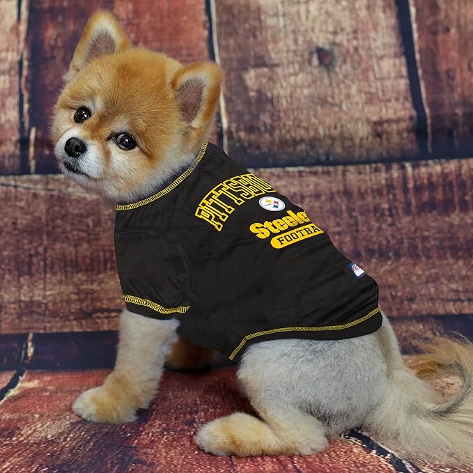 NFL Pittsburgh Steelers Dog T-shirt Large. - Licensed Shirt for Pets Team Colored with Team Logos- Premium Stretchable Materials for the comfort of your Dog & Cat