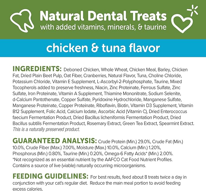 WHIMZEES Wellness Cat Dental Treats, Chicken and Tuna Flavor, (2 Ounce Bag)