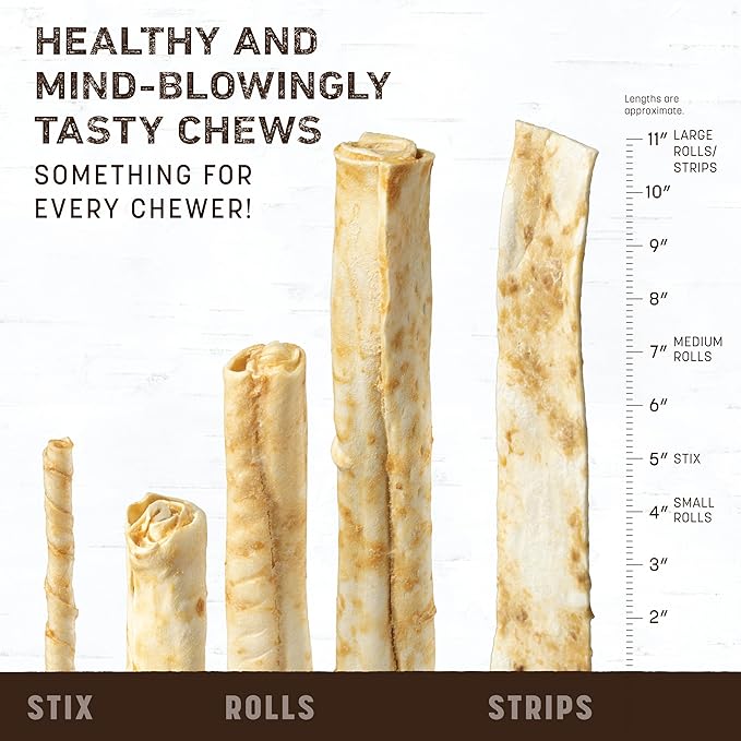 Earth Animal No Hide Chews - Long Lasting Rawhide Free Medium Dog Chews Rolls, Peanut Butter - 3 Count Value Pack