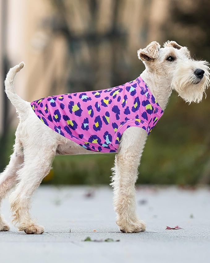 PET SHOW 4 Pack Paw Bone Printed Dog Clothes Shirts Soft Vest Lightweight Sleeveless Cats Doggies T-Shirts Puppies Tank Top Tee for Small Medium Dogs White Black Pink Blue (X-Large, Pink for Girls)