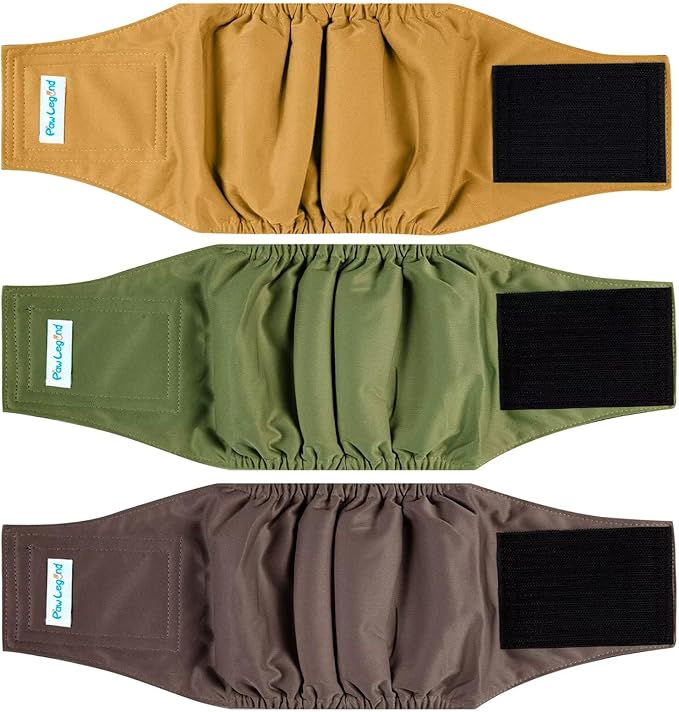 Paw Legend Washable Dogs Diapers Male Dog Belly Bands for Male Dogs Diapers Reusable Puppy & Doggie Diapers Male (3 Pack, Small)