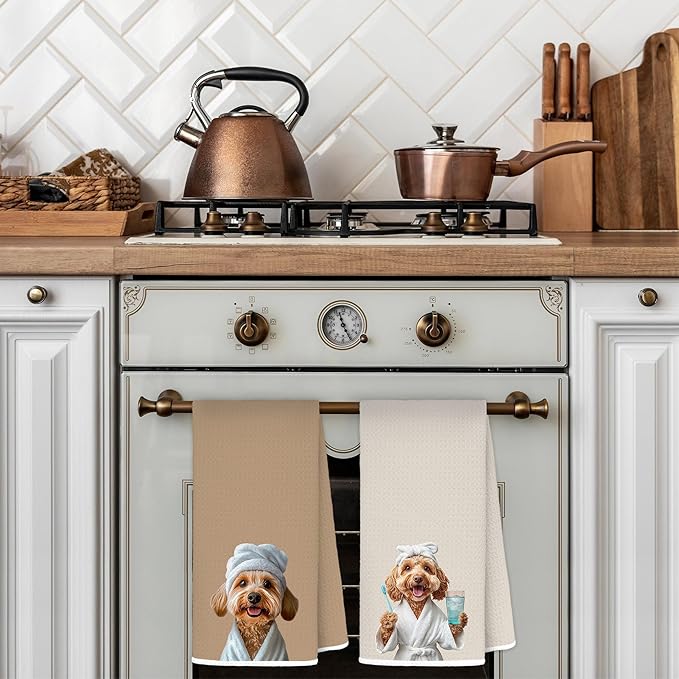 Funny Poodle Bathroom Hand Towels, Poodle Gifts, Dog Lovers Dad Mom Owner Gifts Decorative Hand Towels for Kids Guest Bathroom Washroom Half Bath, 16x24 Inch Set of 2