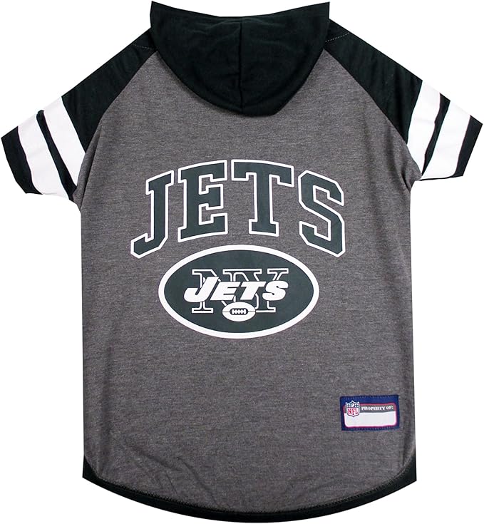 Pets First NFL New York Jets Hoodie for Dogs & Cats. | NFL Football Licensed Dog Hoody Tee Shirt, Small| Sports Hoody T-Shirt for Pets | Licensed Sporty Dog Shirt