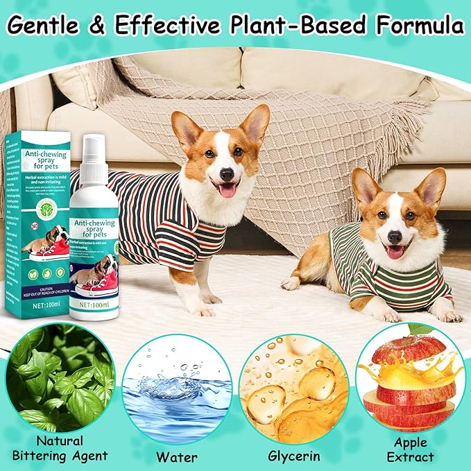Bitter Apple Spray for Dogs to Stop Chewing,No Chew Spray for Dogs-Effective Indoor Deterrent Training Corrector for Anti-Scratch, Furniture Protection