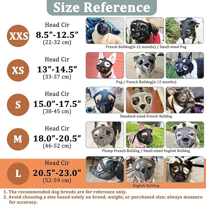 Mayerzon Short Snout Dog Muzzle for French Bulldog with Full Pant Design to Prevent Eating Biting, Soft Mesh Dog Muzzle for Shih Tzu Pug English Bulldog for Grooming Walking, Allow to Drink and Feed