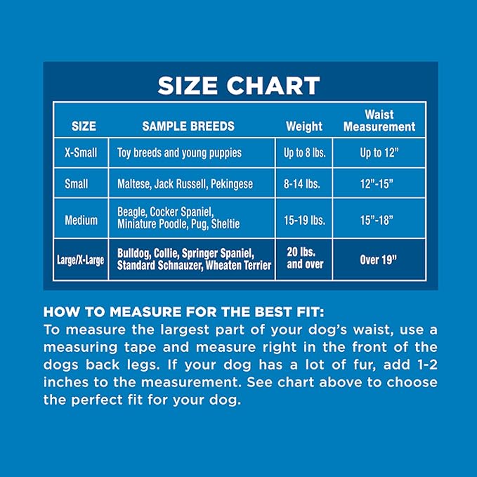 Four Paws Wee-Wee Super Absorbent Disposable Adjustable Dog Potty Training Diapers, Leak-Proof Protection for Dogs, Size Large, Over 19" Waist, 36 Count