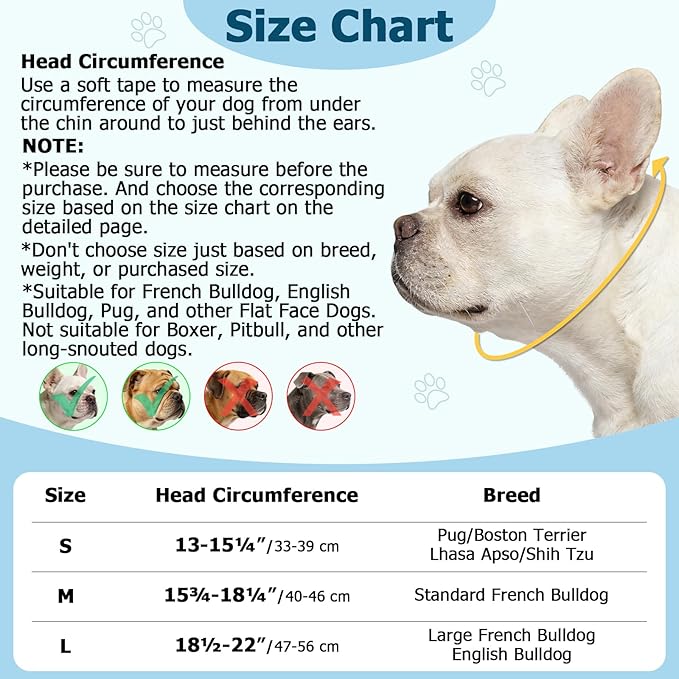 BARKLESS French Bulldog Calming Muzzle, Short Snout Shading Eye Mask to Help Calm The Dog Down, Soft Dog Muzzle for Grooming Vet Visits, Mouth Guard Prevent Biting (Black, L)