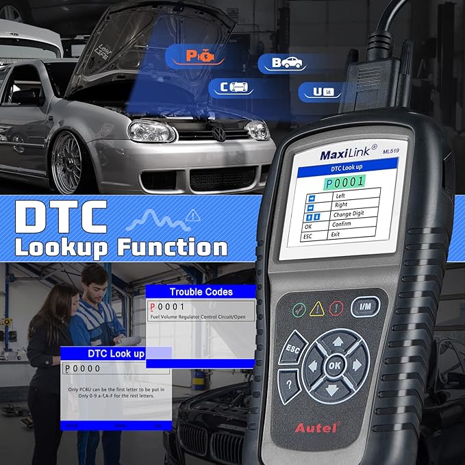 Autel MaxiLink ML519 Enhanced Mode 6 OBD2 Scanner Auto Diagnostic Scan Tool Check Engine Fault Code Reader CAN Scan Tool, Upgraded Ver. of AL319