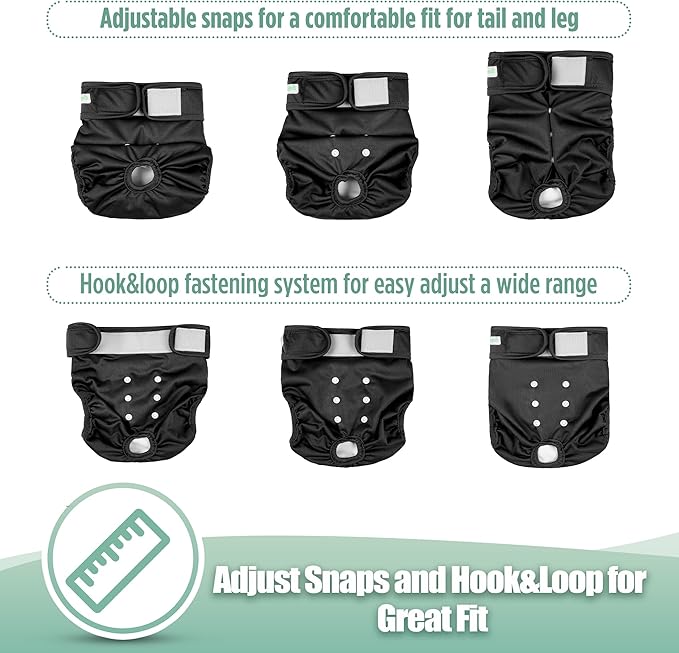 wegreeco Female Dog Diapers, Washable Reusable Pet Puppy Doggie Diapers for Small Medium Large Female Dogs in Heat Period, Doggy Period Panties XX-Large, Black