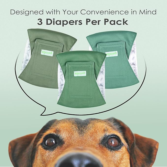 wegreeco Washable Male Dog Belly Band (Stylish Pattern)- Pack of 3 - Male Dog Belly Wrap, Dog Diapers Male (Green Series, X-Large)