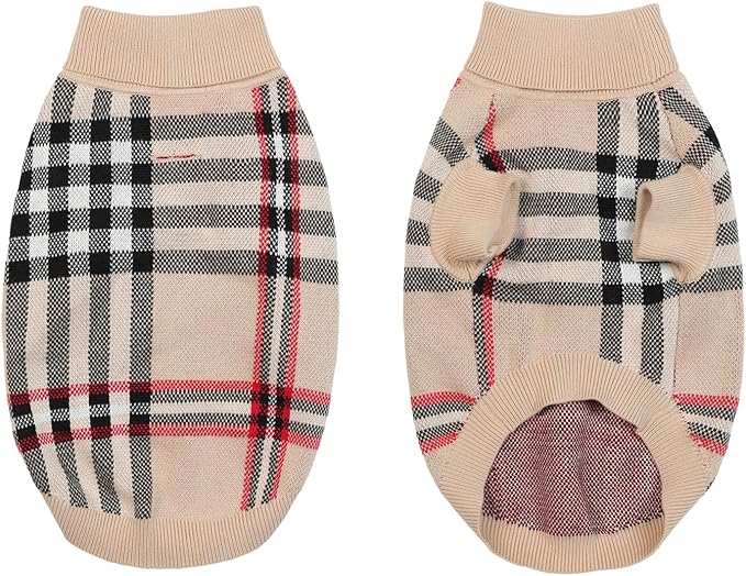 Small/Medium Dog Sweater, Warm Dog Winter Coat w/Sleeves, Comfortable High Neck & Leash Hole, Premium Dog Clothes for Mini Poodle-Best for Holidays, Daily Walks M Apricot